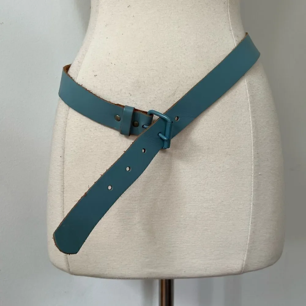 Vintage Baby Blue Made in Italy Genuine Leather Belt